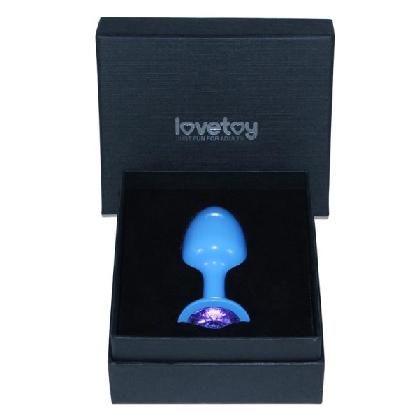 Plug Anal de Metal Azul Rosebud con Joya Azul - imagen 3