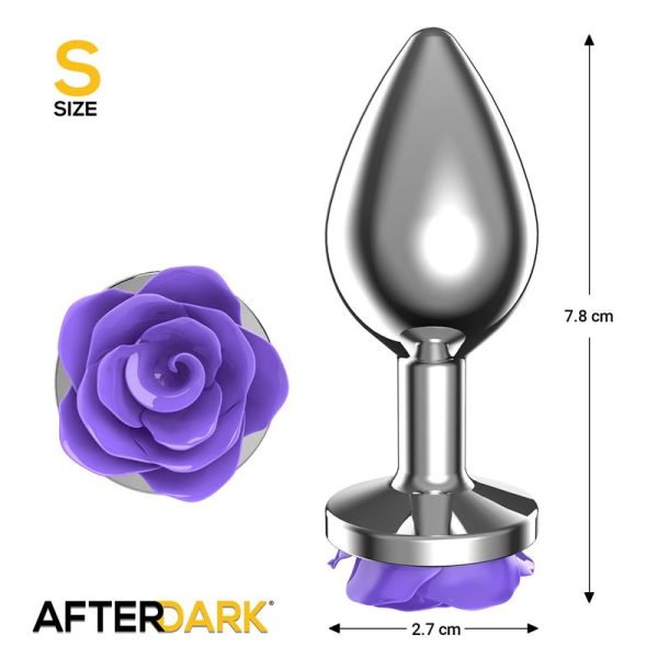 Plug Anal de Metal con Rosa Púrpura en la Base Talla S - imagen 3