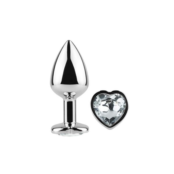 Plug Anal de Metal Corazón Transparente Talla S - imagen 4
