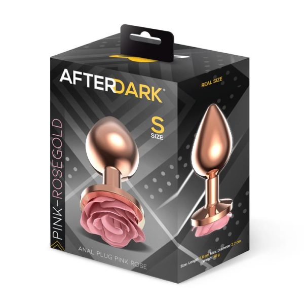 Plug Anal de Metal Oro Rosa con Rosa Rosa en la Base Talla S - imagen 3