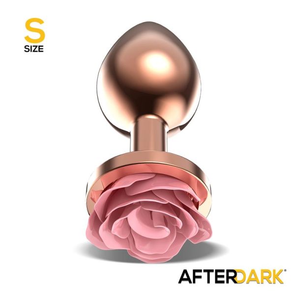 Plug Anal de Metal Oro Rosa con Rosa Rosa en la Base Talla S - imagen 4