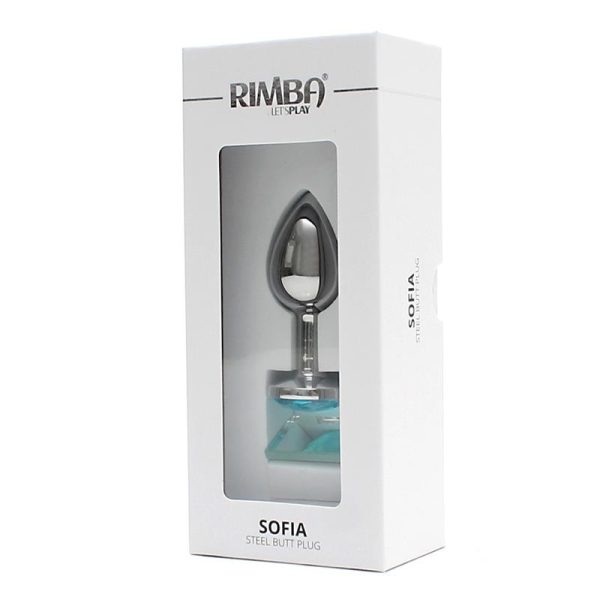 Plug Anal de Metal Sofia con Joya Azul - imagen 4