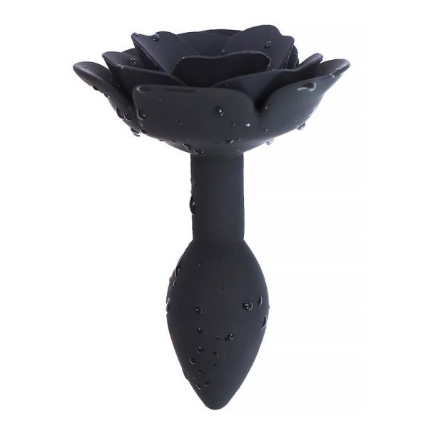 Plug Anal de Silicona con Rosa Negro - imagen 3