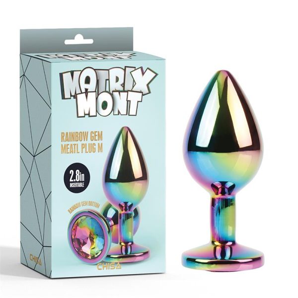 Rainbow Gem Plug Anal Multicolor con Joya Talla M - imagen 3