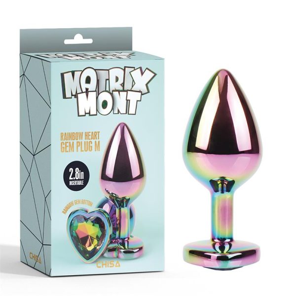 Rainbow Heart Plug Anal multicolor con Joya Talla M - imagen 4