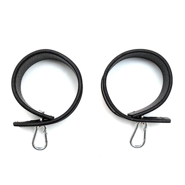 Rimba Bondage Play Esposas Ajustables De Cuero con Ganchos Carabina - imagen 2
