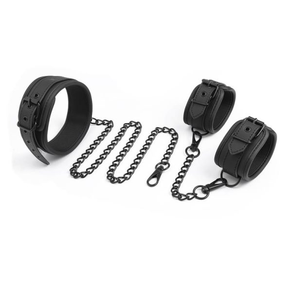 Set de Collar y Esposas para Muñecas Cuero Vegano - imagen 4