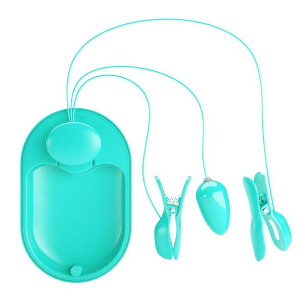 Surprise Box Huevo Vibrador y Pinzas para Pezones con Electro Estimulación Azul - imagen 8