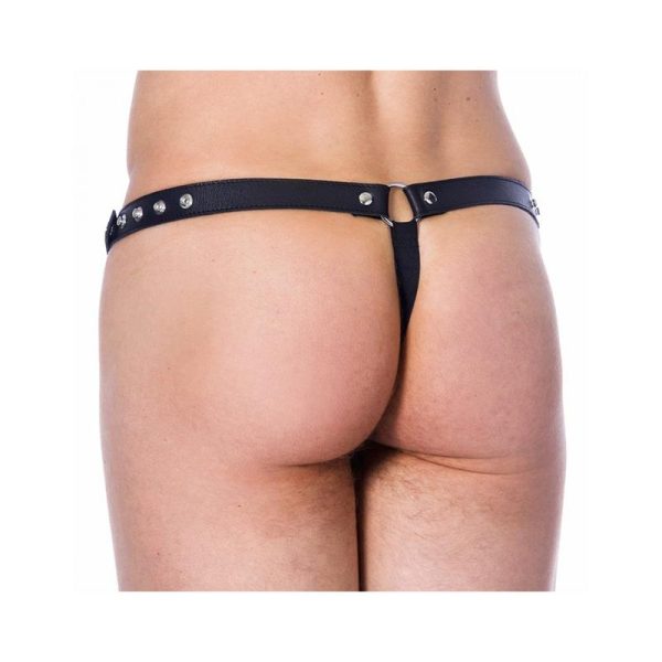 Tanga de Cuero Ajustable con Abertura - imagen 2