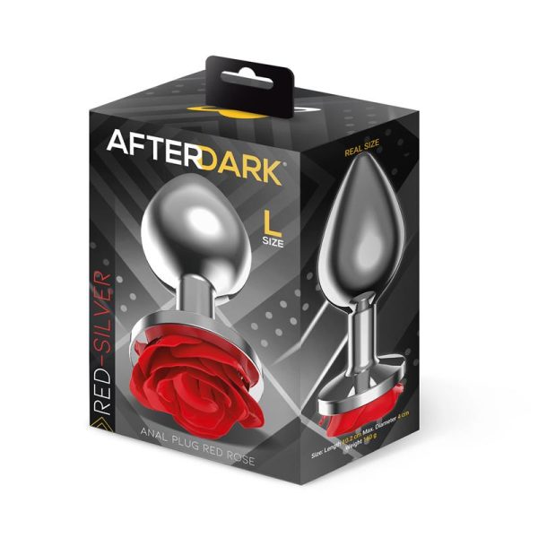 Plug Anal de Metal con Rosa Roja en la Base Talla L - imagen 3