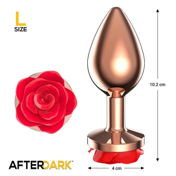 Rose Plug Anal Oro Rosa Base de Rosa Roja Talla L - imagen 3