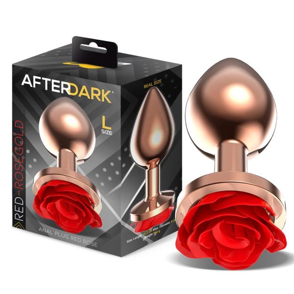 Rose Plug Anal Oro Rosa Base de Rosa Roja Talla L