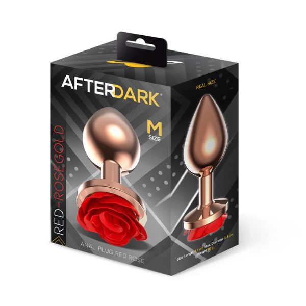Rose Plug Anal Oro Rosa con Rosa Roja en la Base Talla M - imagen 3