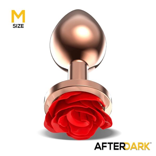 Rose Plug Anal Oro Rosa con Rosa Roja en la Base Talla M - imagen 4