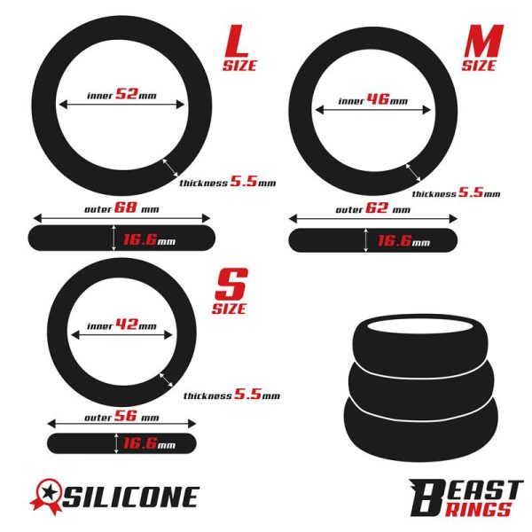 Set de 3 Anillos para el Pene Silicona S, M y L - imagen 4