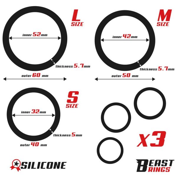 Set de 3 Anillos para el Pene Silicona S, M y L - imagen 2