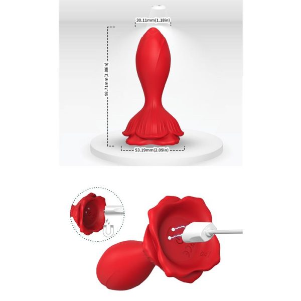 Plug Anal con Vibración Base de Rosa - imagen 2