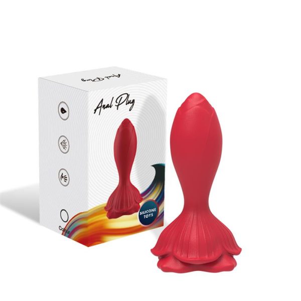 Plug Anal con Vibración Base de Rosa - imagen 3