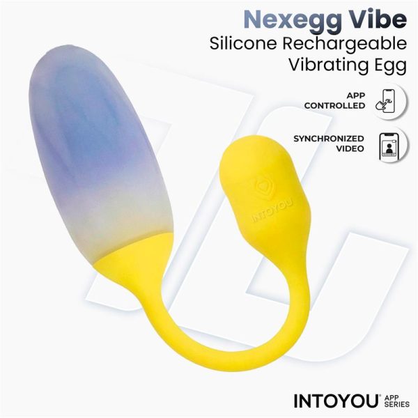 NexEgg Huevo Vibrador Doble Capa Silicona App Amarillo/Púrpura - imagen 4