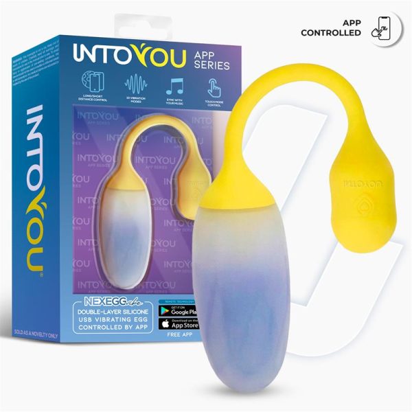 NexEgg Huevo Vibrador Doble Capa Silicona App Amarillo/Púrpura - imagen 5