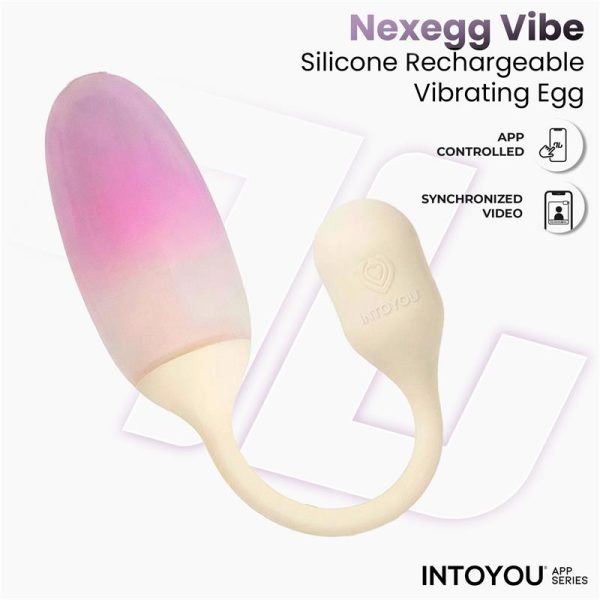 NexEgg Huevo Vibrador Silicona Doble capa App Beige/Rosa - imagen 6