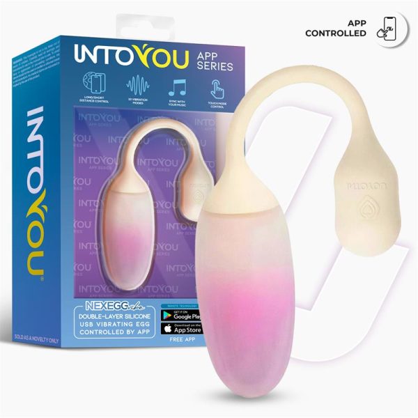 NexEgg Huevo Vibrador Silicona Doble capa App Beige/Rosa - imagen 8