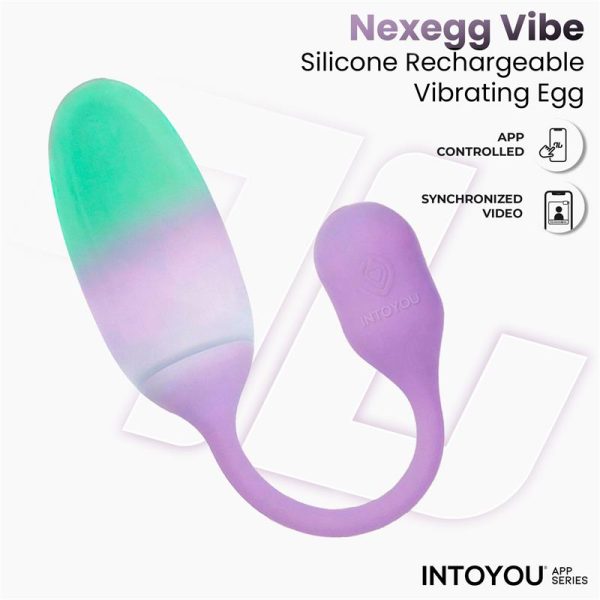 NexEgg Huevo Vibrador Silicona Doble capa con App Lila/Pistacho - imagen 2