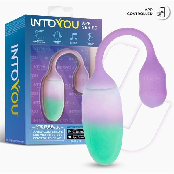 NexEgg Huevo Vibrador Silicona Doble capa con App Lila/Pistacho - imagen 3