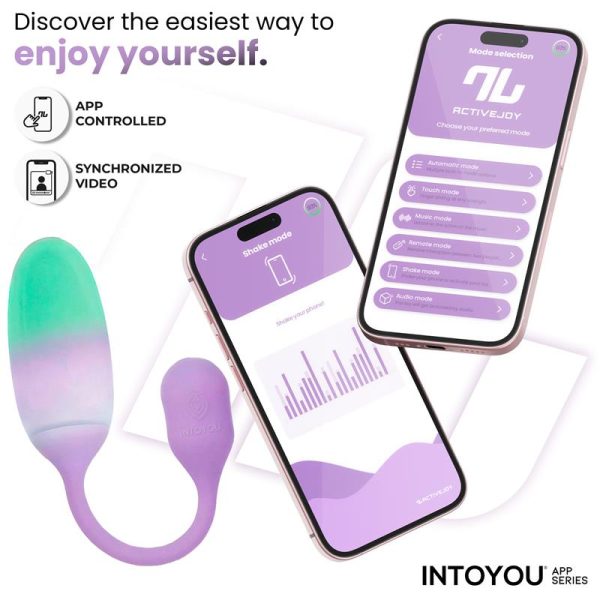 NexEgg Huevo Vibrador Silicona Doble capa con App Lila/Pistacho - imagen 8