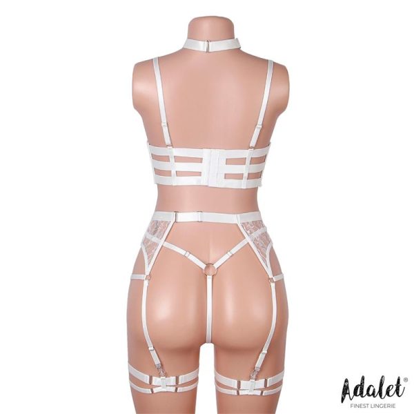Hyacinth Set Sujetador, Tanga y Liguero Blanco - imagen 3