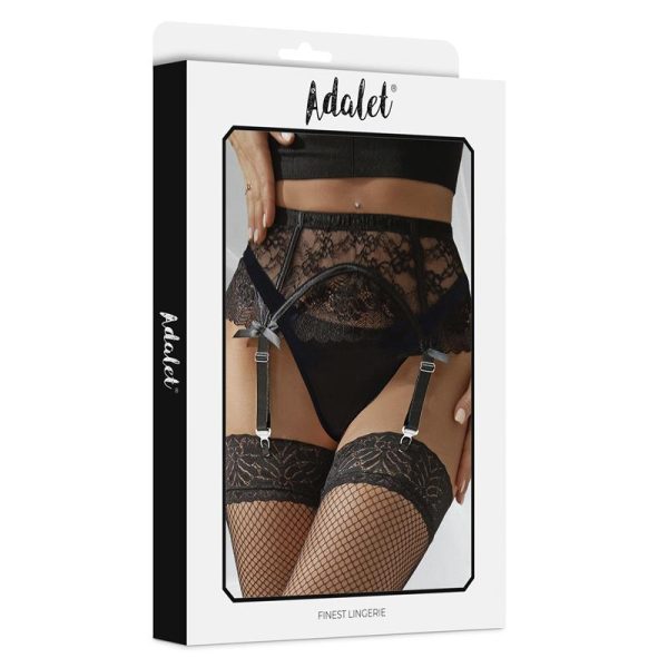 Miranda Liguero de Encaje con Tanga Negro - imagen 2